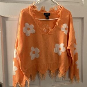 Just Polly Orange Flower Sweater 🌼